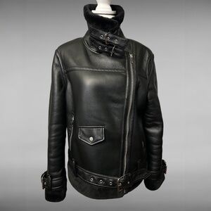 Nearly New. Faux Leather/Faux Fur Moto Jacket
